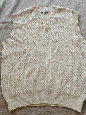Bullock & Jones Alpaca Silk Wool Sweater Vest Mens L Italian Grandpa Beige